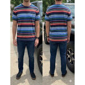 Polo Ralph Lauren T-Shirt Mens Large Striped Pocket Tee Classic Fit Multicolor